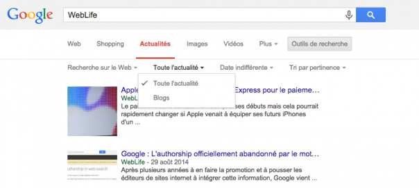 Google : La recherche de blogs migre dans les actualités