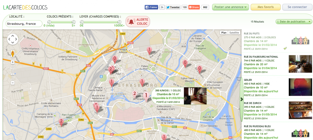 La Carte des Colocs : Trouver les appartements disponibles - WebLife